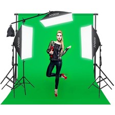 50 70cm Softbox Photography Lighting Kit Adjustable Metal Light Stand Green