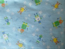 Robots on Light Blue Flannel Fabric (44" Wide x 50" long)