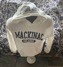 Mackinac Island Michigan White Blue Hoodie Men s Small