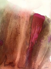 Abstract Mixed Media Ink Watercolor Painting on 9 X 12” Paper Contemporary