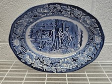 Liberty Blue Staffordshire Ironstone 9 Oval Vegetable Bowl - Minute Men EUC