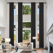 Extra Long Blackout Curtains, 132inch Length Room Darkening Grommet High Ceil...