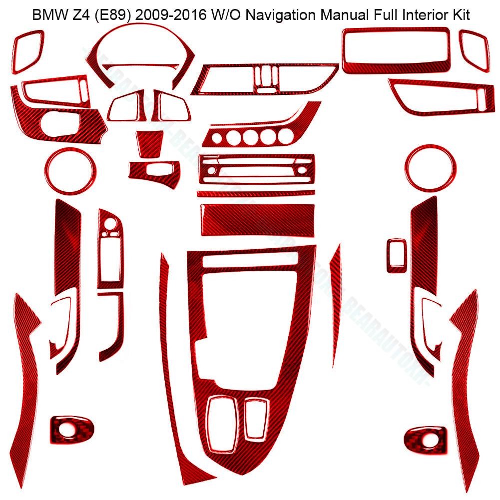 For BMW Z4 E89 2009-16 Red Carbon Fiber MT W/O Navigation Cover
