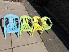 Set of 4 Children’s Plastic Chairs – £20- Green, Yellow, Blue