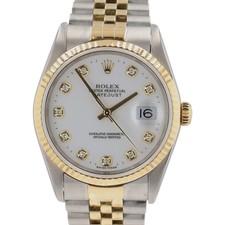 Rolex Datejust Two-Tone 16233 White Diamond Dial 18KY Gold Steel Auto Watch 1996