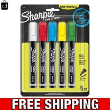 Chalk Markers Assortment - 5 Opaque Wet Erase Markers for Home and Classroom Use