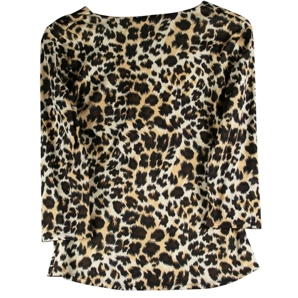 Элегантный леопард печать v-образным вырезом собранными в Рюш блузка - заявление животных печати Топ M Y2K стиль - Изображение 2 из 4