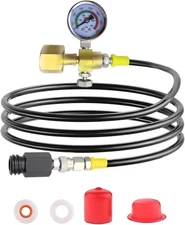 36" Co2 Tank Cylinder Direct Adapter (Gauge and Bleed Valve), CGA320 to TR21-4