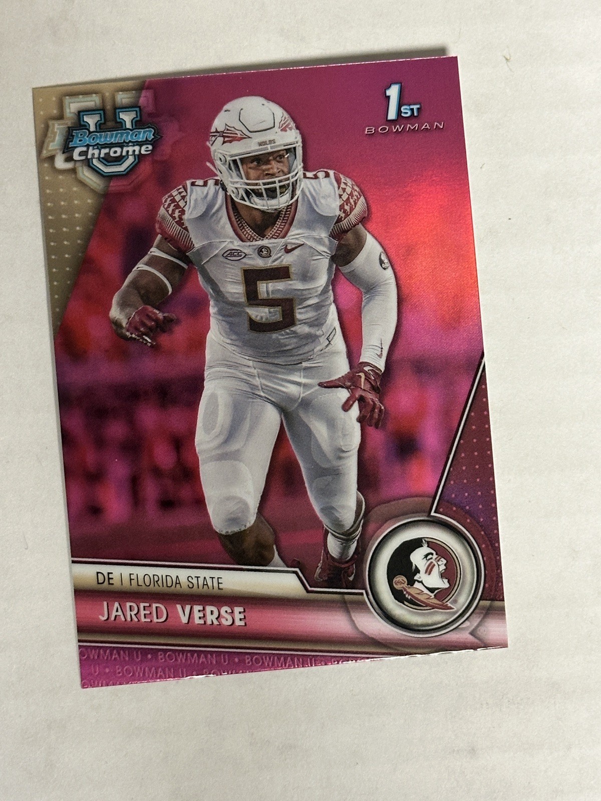 2023 Bowman University Chrome Jared Verse #60 Pink Refractor (RC) 