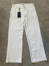 Paige Women's Carly Crisp White Wide Leg Denim Jeans Size 28 High Rise