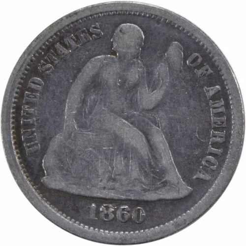 1860 Liberty Seated Silver Dime F Uncertified