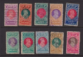 NSW 1910 1d 5/ Ed 7th STAMP DUTY revenue range wmk NSW FU (10)