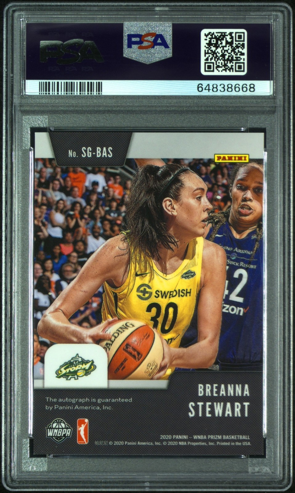 2020-21 Panini Prizm WNBA Breanna Stewart #SG-BAS Signatures Auto Storm PSA 10 view 2