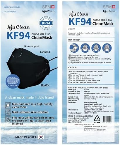 Face Mask KF94 Disposable Black 10 Pack Made in Korea