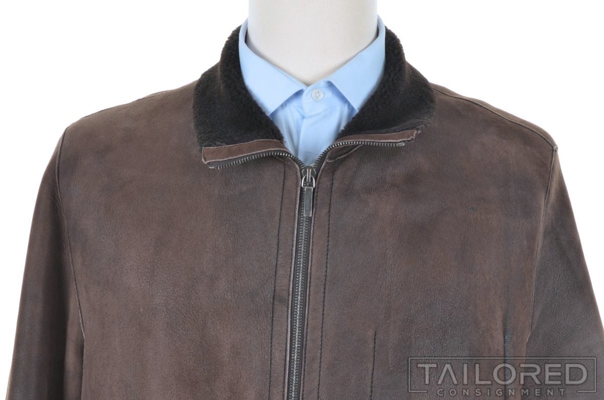 JIL SANDER Solid Brown Shearling Sueded Sheep Jac… - image 2