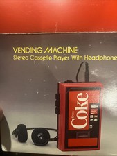 Vintage "Enjoy" Coke Stereo cassette Player With Box, Paper, Soda Pop Ad