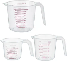 3 Pack Measuring Cup Set, Includes 250Ml (1-Cup), 500Ml (2-Cup) Large, Clear 