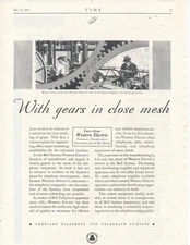 Magazine Ad - 1932 - AT&T / Bell System - Gears in close mesh