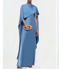 Simkhai Women's Dress 6 Izel Cape Celestial Blue Elegant Drape Flowing Gown