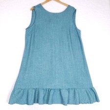 SHEIN Sleeveless Ruffle Hem Dress Size 14 Teal Minimal Boho Summer Core