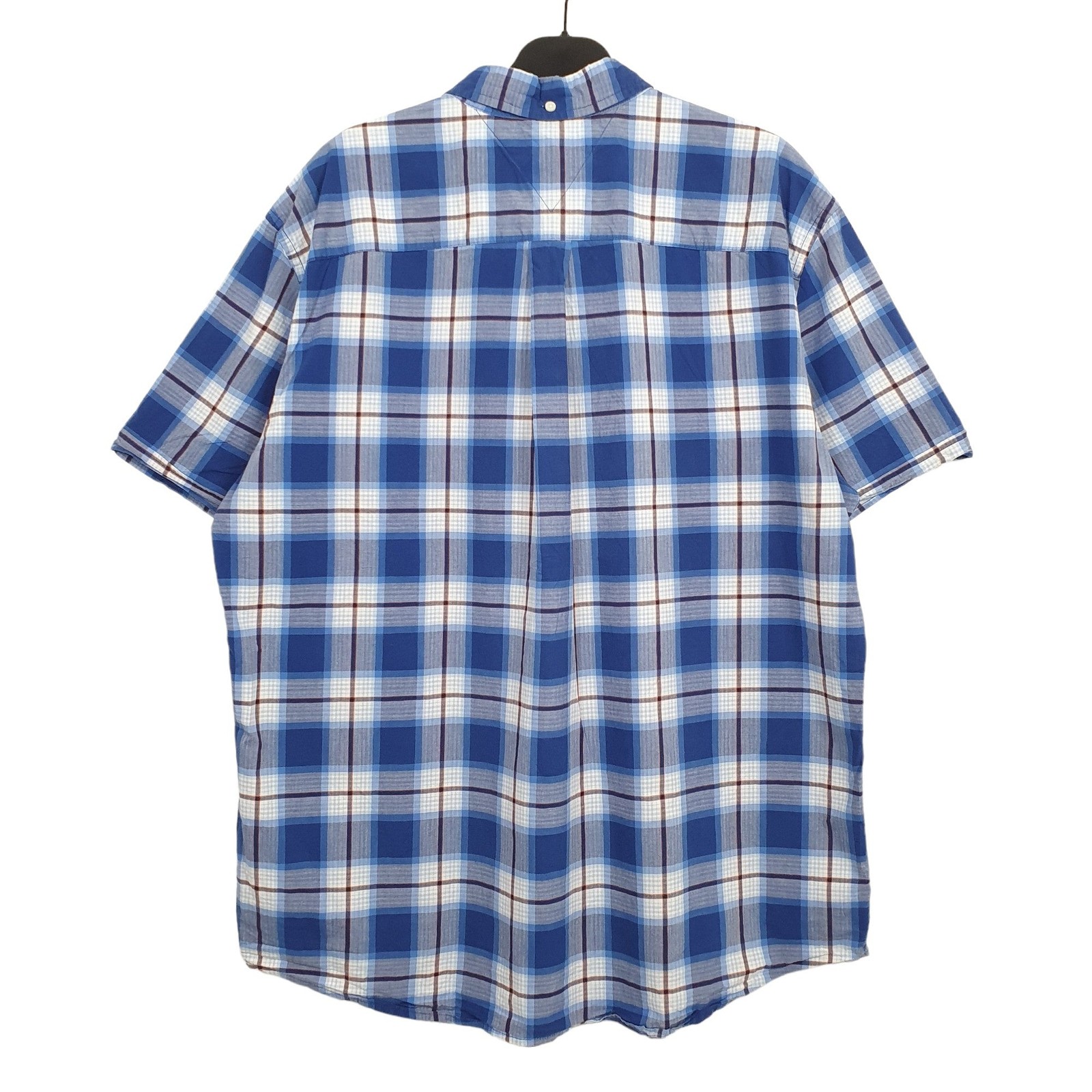 TOMMY HILFIGER Blue Check Shirt Short Sleeve Casual Mens XL image 3