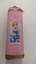 Disney Princess Pink/Gold Zipper Makeup Bag Case 9x9 in Belle Cinderella Mulan
