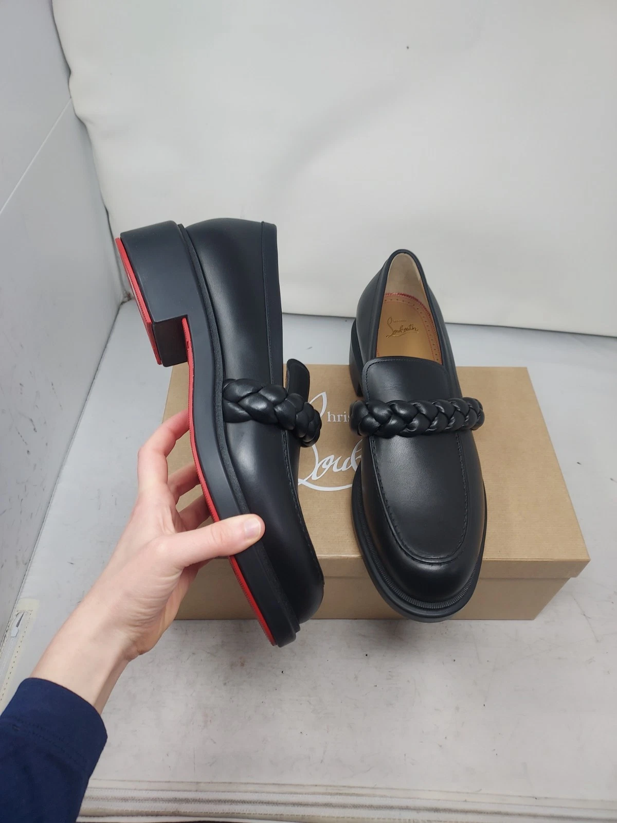 Christian Louboutin — Christian Louboutin EU 44.5 US 11.5 NEW MENS Black Leather Braid Urbino Loafer