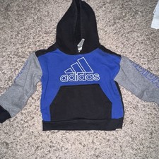 Boys Size 4 Adidas Blue Gray Hoodie Hooded Sweatshirt