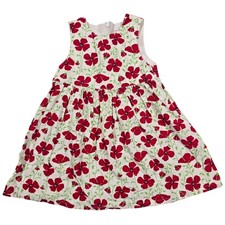 Gymboree Girls Vintage 2002 Poppy Floral Cotton Dress White Red Size Small 3T