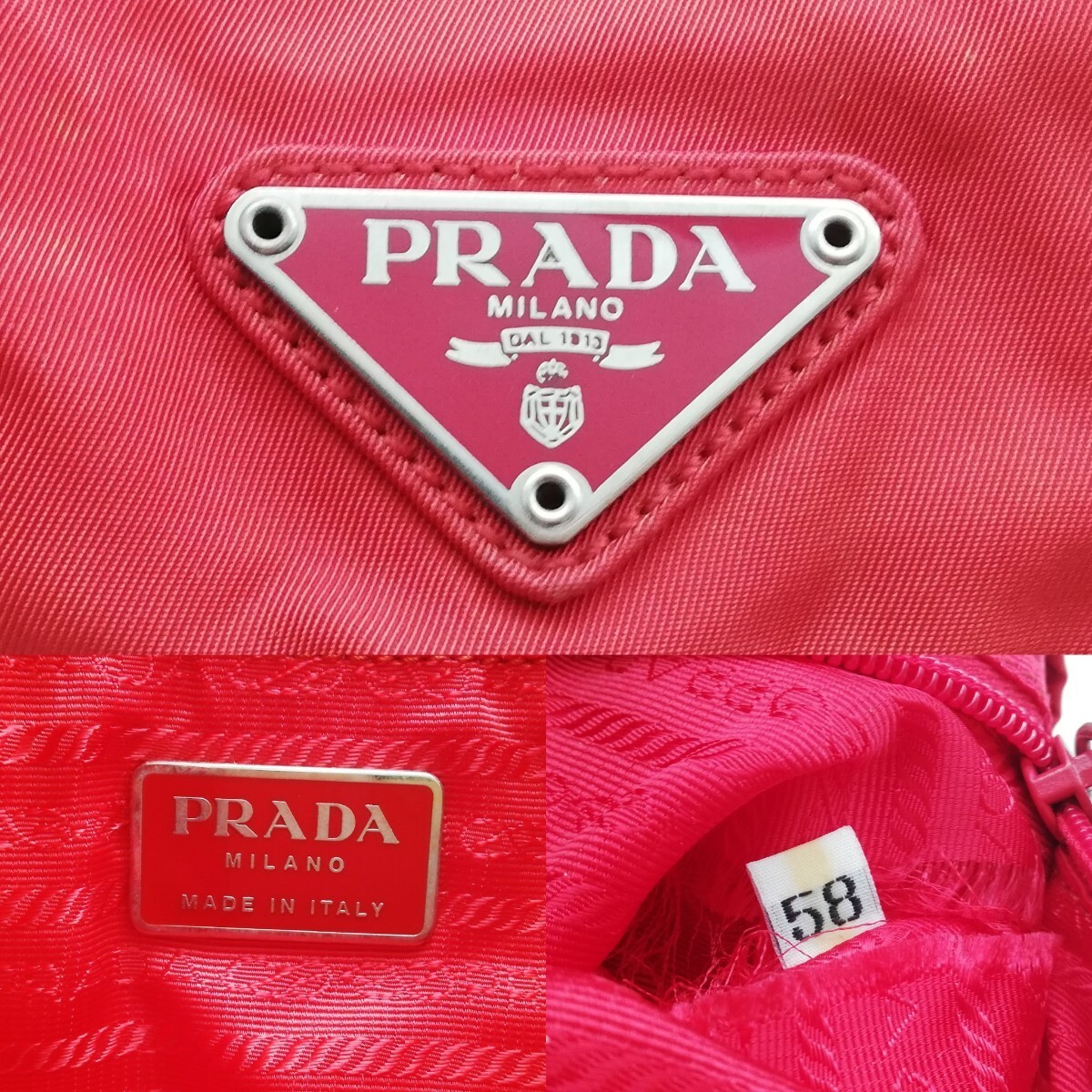 PRADA Backpack Triangle Logo Red Backpack Nylon Logo Plate Bag Triangle Logo Bag thumbnail 10