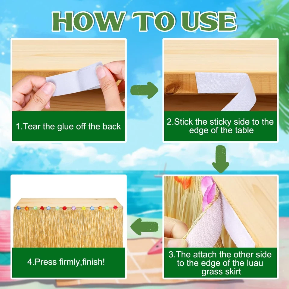 2 PIEZAS Falda de Mesa Luau Hierba - Decoraciones de Fiesta Hawaiana para Playa y Tema Aloha Foto 4 de 4