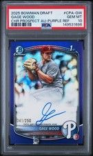 2025 Bowman Draft Gage Wood Chrome Prospect Purple Refractor Auto /250 PSA 10