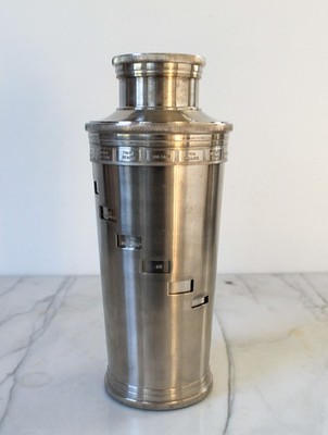 VTG~Restoration Hardware~Cocktail Shaker~Hvy Gauge~Screw Top~Drink Recipe Dial