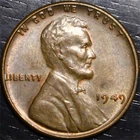 1949 Lincoln Wheat Penny 1c US Coin Philadelphia Mint AU