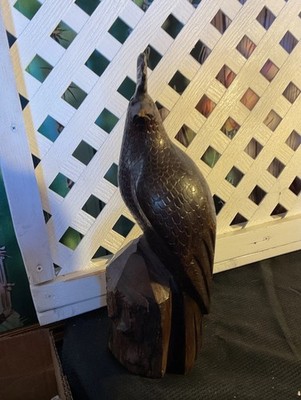 Handmade Wooden Quail Statue 14X4X5