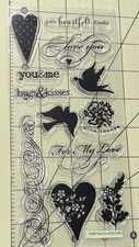 INKADINKADO HEARTS AND LOVE 97619 Brenda Doves Set 12 Valentines Clear Stamps