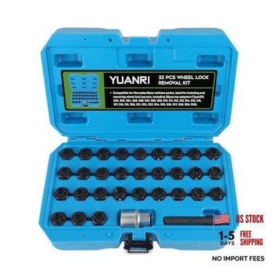 32 PCS Wheel Lock Key Set Compatible with Mercedes Benz, CR-Mo Wheel Lock 
