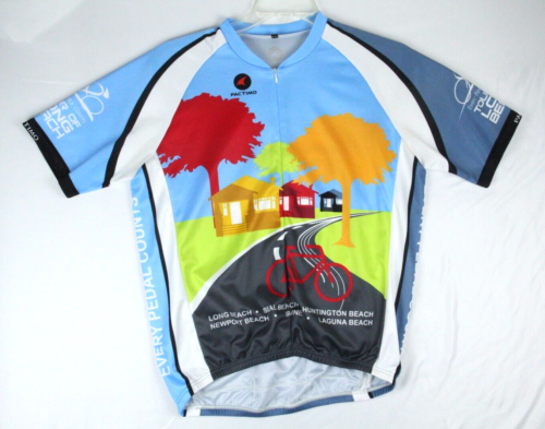 Pactimo Cycling Jersey Mens XL Blue 1/2 Zip Cruz Gran Fondo 2015 California - Afbeelding 1 van 10