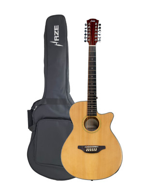 Haze 12String Saddle Height Adjustable Built-In Pickup/Tuner Acoustic GuitarMG30