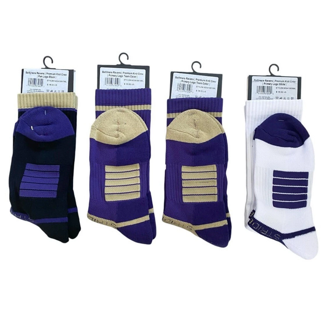 Strideline football Baltimore Ravens Team Logo Crew Socks M/L