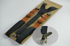 Black Tan Brown Elastic Leather Suspenders Braces For all ages
