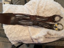 Chico's Women  s Braided Large Leather Belt Metal Jeweled Buckle