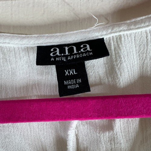 A.N.A Blouse Women's Sz XXL Peasant Top White Black Embroidered Boho Festival - Imagen 5 de 8