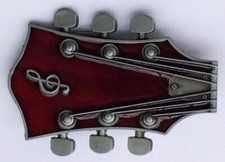 Red Guitar Belt Buckle Metal BU73
