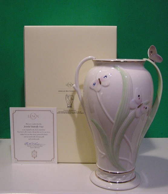 LENOX JEWELED BUTTERFLY VASE NEW in BOX with COA eBay