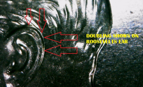 2016D ROOSEVELT DIME WITH A DOUBLED DIE OBVERSE "DOUBLED EAR" VAREITY - Picture 3 of 9