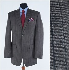 Mens Vintage Striped Blazer 40R UK Size BENVENUTO Wool Linen Sport Coat Jacket