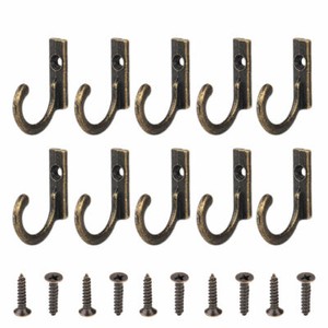 10pcs Wall Door Metal Antique Hooks Hanger For Key Clothes Coat Hat Bags Towel 10pcs Wall Door Metal Antique Hooks Hanger For Key Clothes Coat Hat Bags Towel