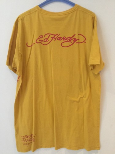 Ed Hardy Men's Yellow T-Shirt UK Large - Picture 7 of 9