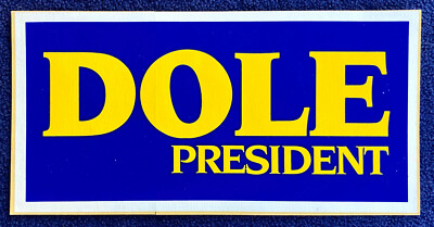 1996 'Dole President' Robert Dole GOP (1923-2021) for President Bumper Sticker